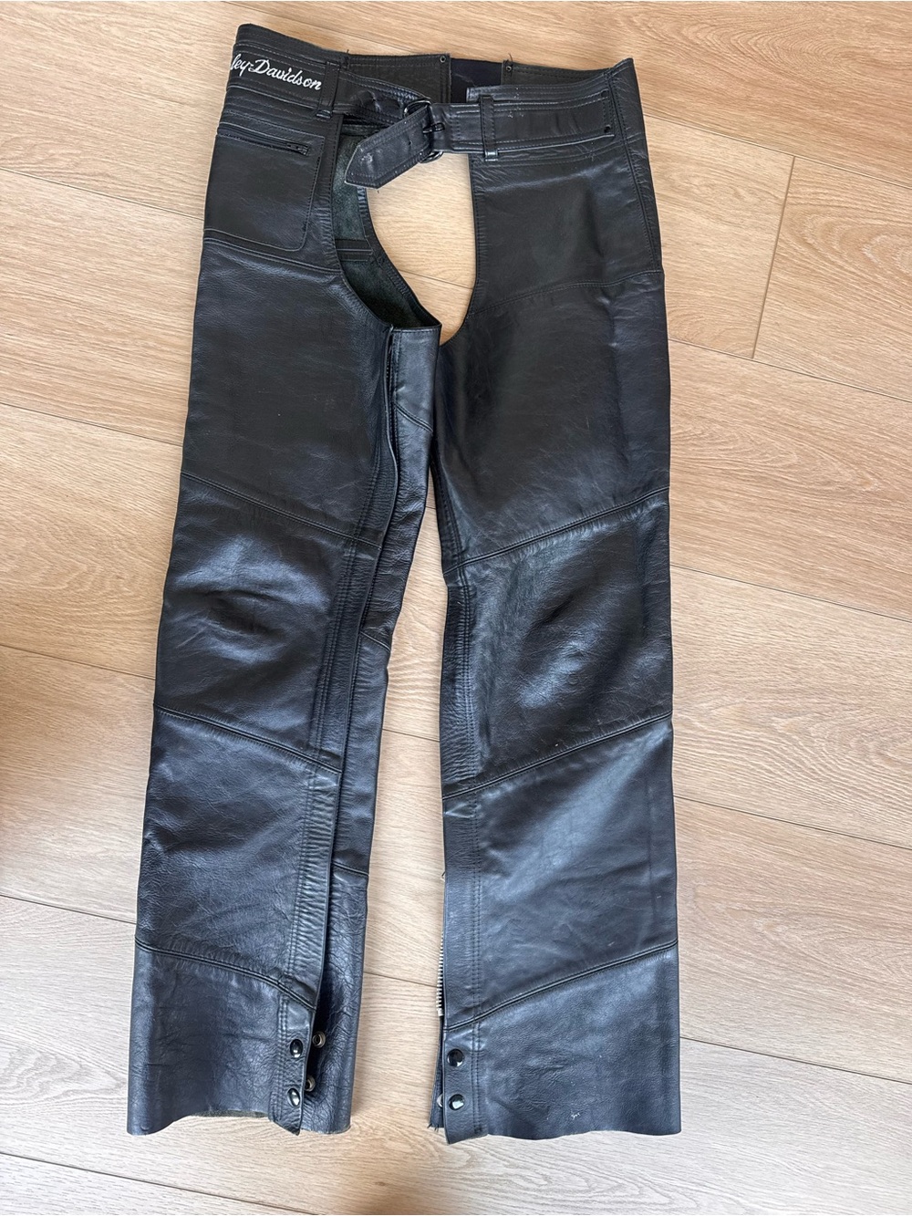 Harley-Davidson Men's Black Leather Bootcut Riding Chaps